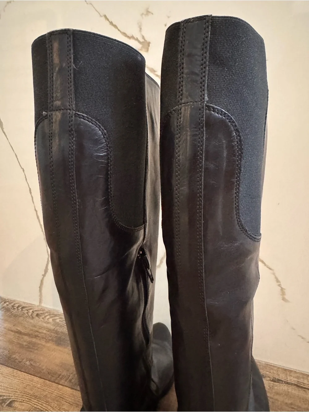 AGL Attilio Giusti Leombruni Black Leather Tall Boots Made in Italy 42